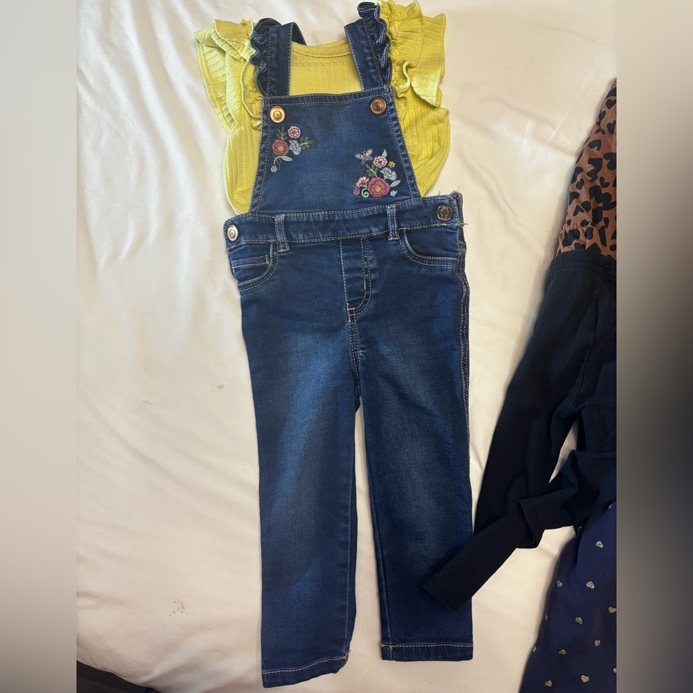18m baby girl bundle outfits overalls and cheetah print